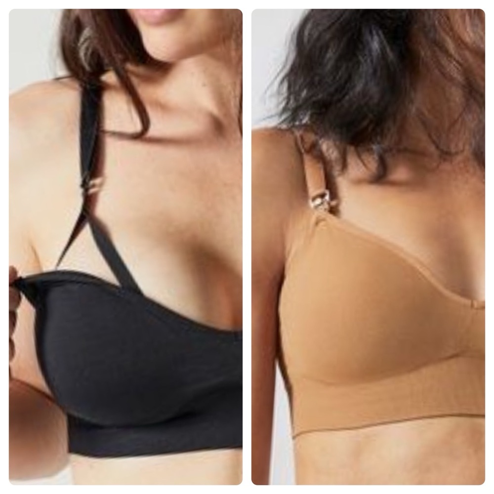 BLANQI Women Large Cooling Maternity+ Nursing Bras Deep Tan & Black Bundle 2 NWT
